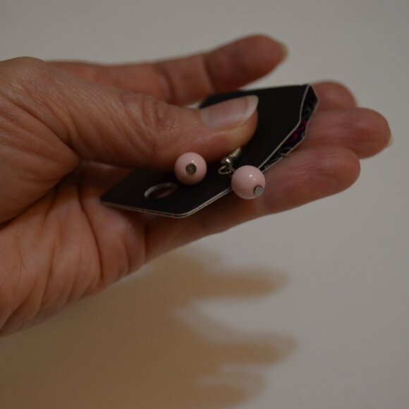 PAPARAZZI (R) Earrings Hanging Cream Pink Beads - 1/4' on Silverton Wire Hooks - Picture 2 of 4